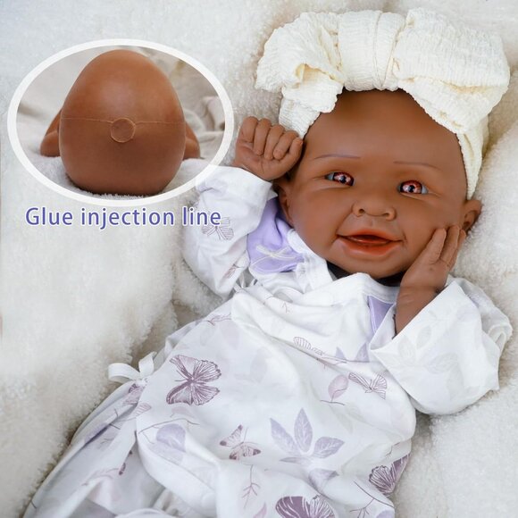 18.5in Full Silicone Reborn tan Baby Girl Dolls Lifelike 6.8LB Weighted Doll - Picture 5 of 6